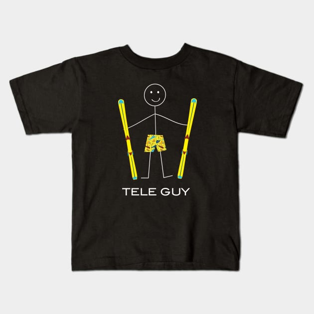 Funny Mens Telemark Skier design Kids T-Shirt by whyitsme